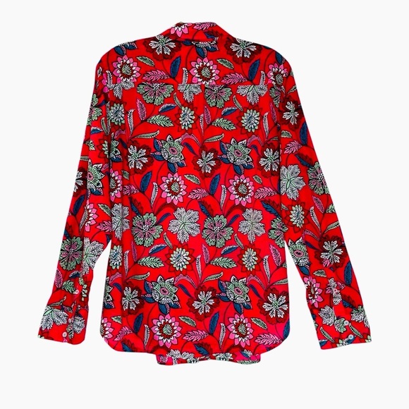 TALBOTS COTTON BUTTON FRONT PINK SHIRT - BEAUTIFUL BOTANICAL SIZE M - Picture 4 of 11